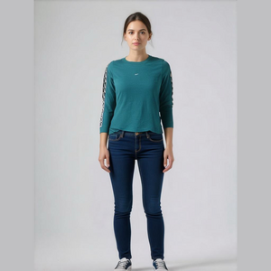 🔥🔥The NIKE Tee Turquoise Long Sleeve Swoosh Down The Arms small ￼🔥🔥